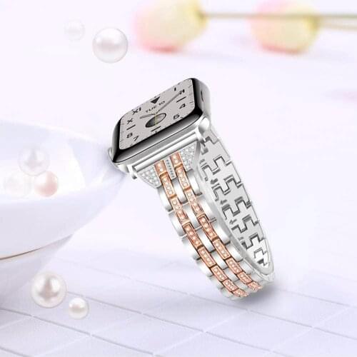 Women bands for apple watch 6 se 40mm 44mm band Jewelry Bling Diamond strap for iwatch SE Series 6/5/4/3 38mm 42mm Link Bracelet