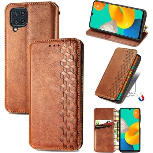 M12 M32 M42 5G Luxury Case Leather Magnetic Texture Book Coque for Samsung Galaxy M32 Flip Case Samsung M 32 12 42 Wallet Cover