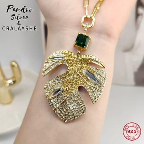 Trend S925 Sterling Silver Jewelry 1:1 Copy,TROPICAL Midsummer Banana Leaf Clavicle Chain Necklace Gift For Female With Logo