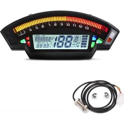 Motorcycle Universal Lcd Digital Speeeter 14000Rpm 6 Gear 199Km/H Backlight Oeter for 1,2,4 Cylinders Meter