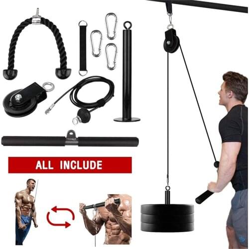 Fitness DIY Gym Pulley Cable Machine Attachment System Loading Pin Lifting Workout Arm Biceps Triceps Hand Training Equipment