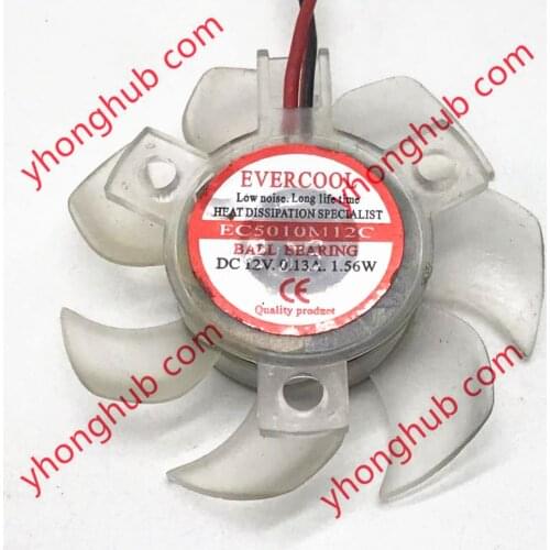 EverCool EC5010M12C DC 12V 0.13A 50x50x10mm 2-Wire Server Cooling Fan