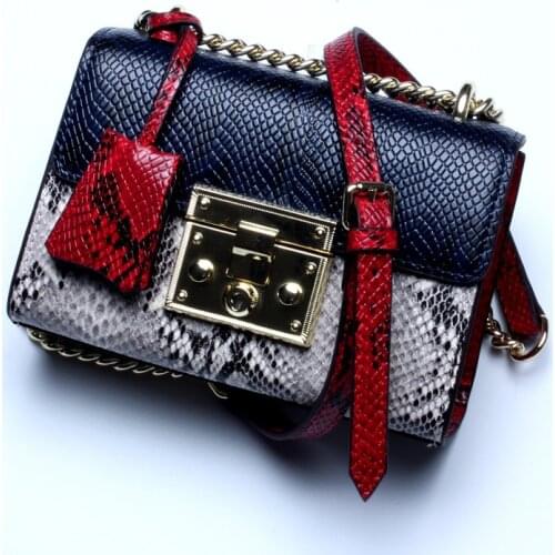 High quality Serpentine leather bags 2021 new women genuine leather handbag new chain bags fashion shoulder Messenger handbag