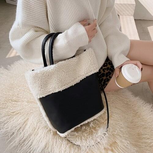 Womens Fashion Lamb Wool Handbag Top Handle Tote Bag Daily Travel Crossbody Bag d88