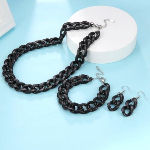 Teamer Thick Acrylic Necklace for Women Bracelet Earrings Statement Goth Punk Jewelry Set Party Accessories Neck Chain Choker