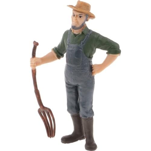 Magideal 1Pc Realistic Male Farmer People Figurine Model Action Figure Kids Children Toy Gift Collectible Decor