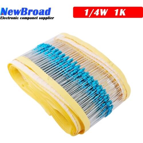 100pcs 1K ohm 1/4W Metal film resistor 1