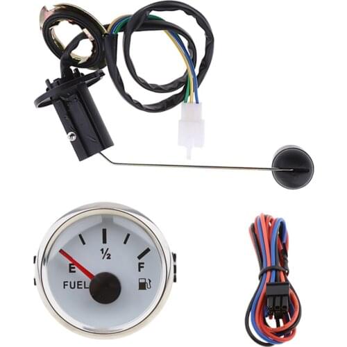 2 inch 52mm Marine Dash Mounted Fuel Lever Gauge & Sensor - E-1/2-F Indicating Range (0 to 190ohm) - White