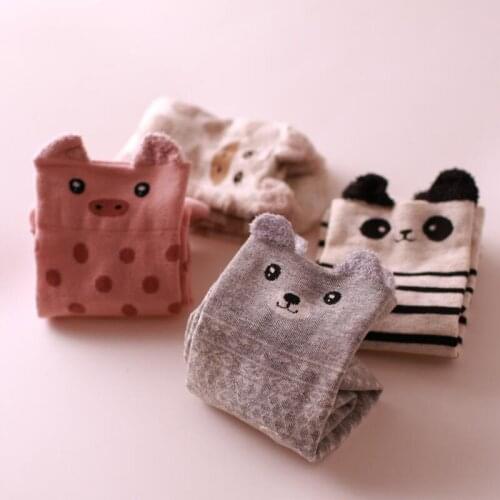 2 Pairs/Lot Kawaii Cartton Ear Cotton Women Sock Korean Style Funny Animals Spring Autumn Ankle Socks TJ3027