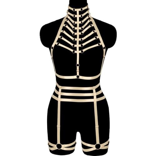 2Pcs Women Harness Chest Body Bondage Leg Garters Belt Gothic Style Stockings Suspenders Straps Fetish Bdsm Lingerie Sets