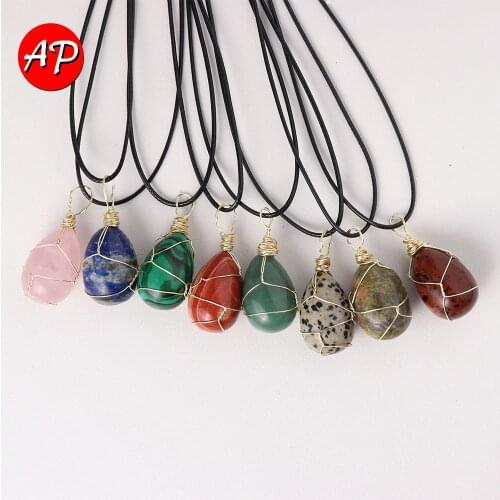 30x20mm Natural Rose Quartz Egg Pendant Amethyst Eggs Crystal Balls Energy Quartz For Men Women Jewelry DIY Gift Necklace