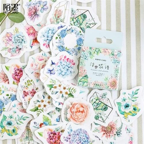46pcs/set Cute Korean Japanese Journal Paper DIY Diary Flower Stickers Scrapbooking Stationery Teacher School Supplies