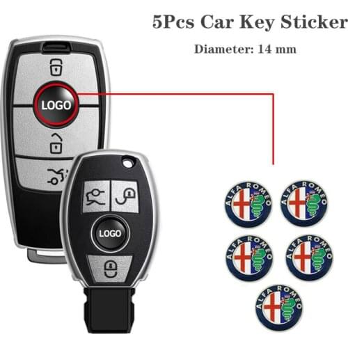 5Pcs 14mm Car Key Logo Stickers For Alfa Romeo Giulia Stelvio Giulietta Spider GT Mito 156 159 147 159 4C 8C Tonale T23 Spontivd