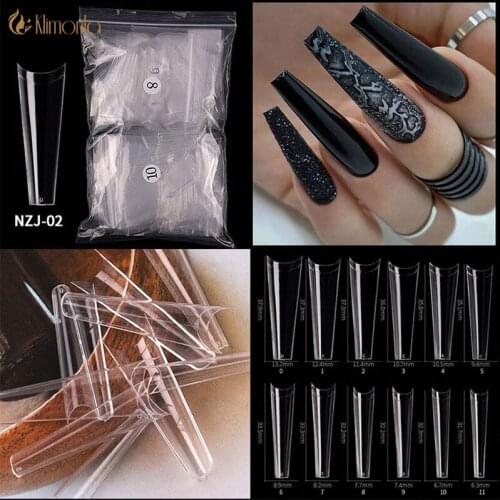 500Pcs Long C Curve False Nail Tip XXL Coffin Designs Artificial Half Cover Nail Art Extension Tools Natural Clear Fake Tipsy