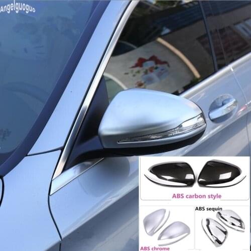 ABS chrome / carbon Style Car Rearview Mirror Trim Shell Sticker Cover For Mercedes Benz C E S class GLC W205 W213 X205 W222 LHD