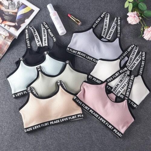 Fashion Letter Straps Bras Women Underwear Sexy Backless Wireless Bralette Comfortable Breathable One-Piece Fitness Lingerie