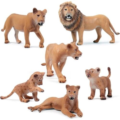 6 Styles Wildlife Forest Animal PVC Male Lion Lioness Little Lion Solid Play Toy Model Doll Figure Action Figures Kids Boy Gift