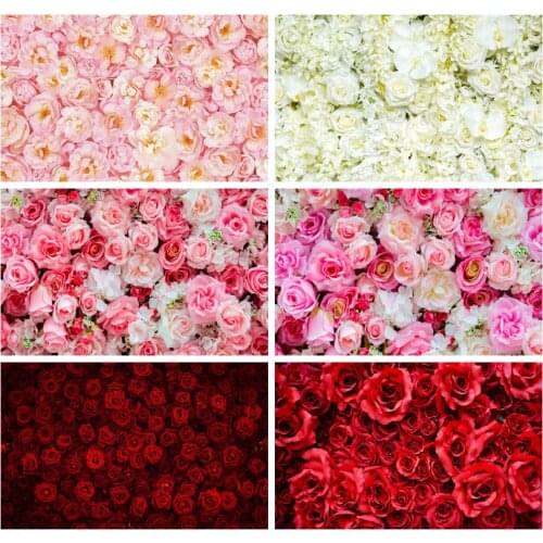 Pink Pose Bush Flowers Wall Wedding Love Party Decor Baby Portrait Photographic Backgrounds Photographic Backdrops Photophone