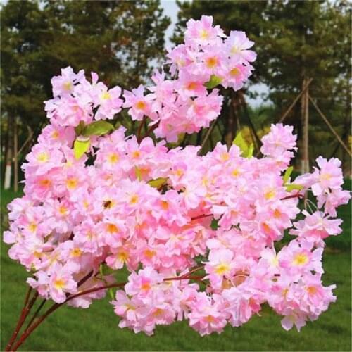 Artificial Cherry Blossom Branch Begonia Sakura Tree Stem Wedding Arch Decoration Flower Background Wall Hanging Fake Flower