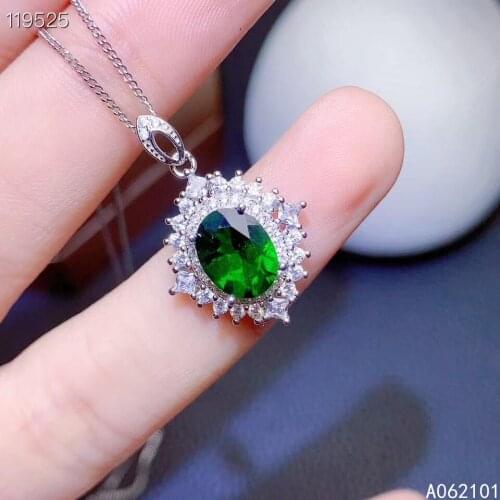 KJJEAXCMY fine Jewelry 925 Sterling Silver Natural Diopside Girl new fashion Pendant Necklace Support Test Chinese style