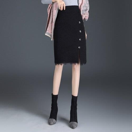 KUANGNAN Knitted Pencil Skirts