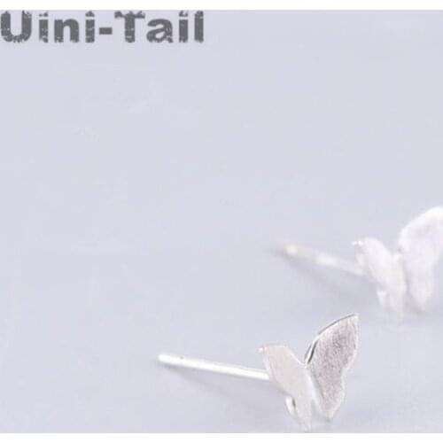 Uini-Tail hot new 925 sterling silver sweet cute brushed butterfly earrings Korean fashion trend high quality hypoallergenic