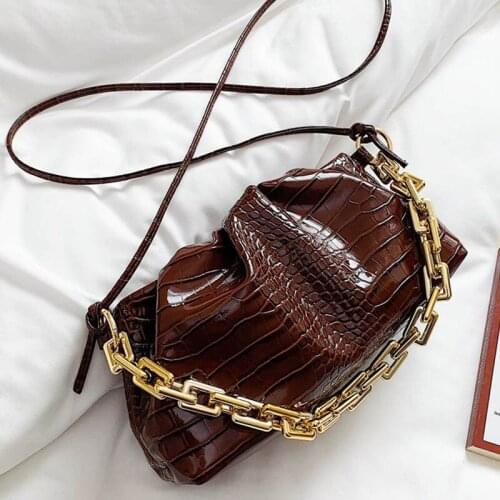 Fashion Shoulder Bags Women Leather Thick Chain Shoulder Crossbody Bag Women Stone Pattern Handbag And Purses Ladies Bag Totes