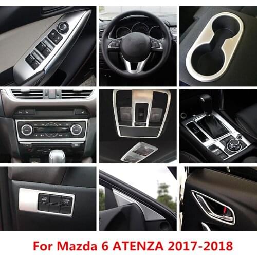 ABS Silver Car Window Control Gear Panel Sticker Cover AC Control Outlets Moulding Trim for Mazda 6 ATENZA 2017 2018