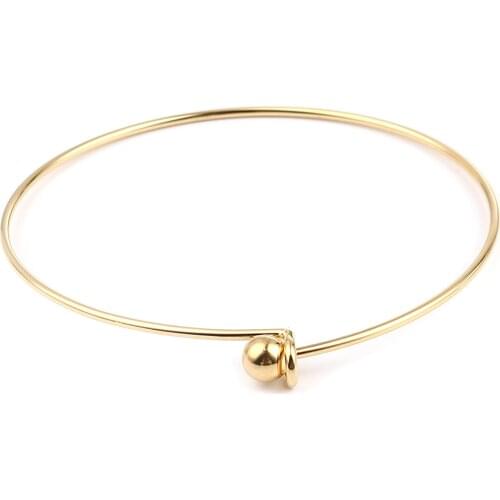Stainless Steel Bangles Bracelets Circle Ring Gold Color Adjustable 21cm(8 2/8") long For DIY Jewelry Making, 1 Piece