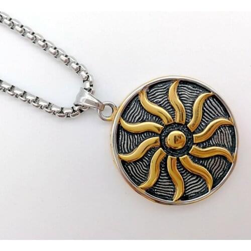 New Arrival Sun Wheel Golden-Sun Kolovrat Slavic Amulet pendant norse Occult Symbol Pendant Germanic men women necklace,CAGF0067