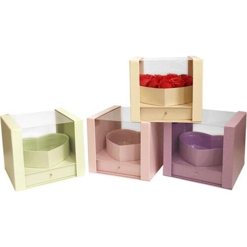 New Square PVC Transparent heart shape inside gift box birthday/wedding party Valentines Day present pack box Mothers Day gift