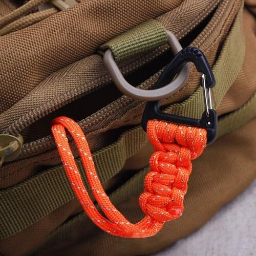 1pc Parachute Cord Self-defense Emergency Survival Backpack Key Ring Paracord Keychain Lanyard Triangle Buckle Outdoor Tools