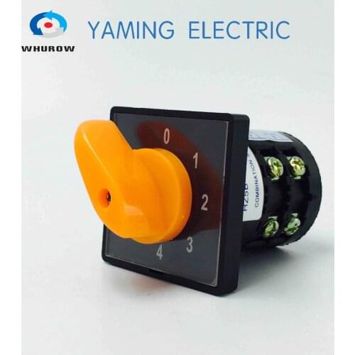 HZ5B-20/2 electric change over switch manual transfer switch 20A 0-4 position 2 phase silver electric contacts Yellow