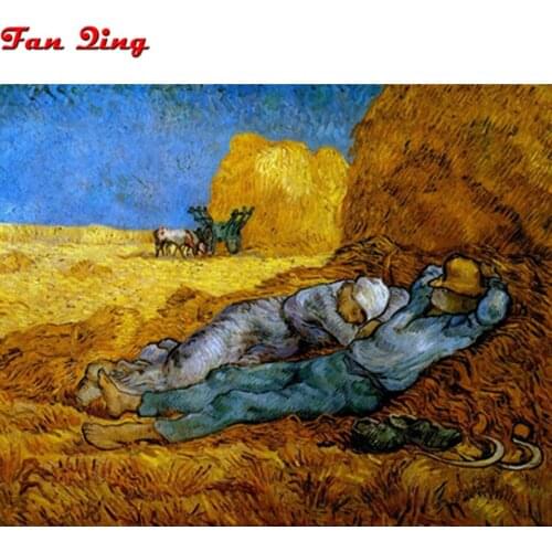 Full Square Diamond Embroidery Van Gogh La Siesta Farm 5D Diy Diamond Painting Cross Stitch Diamond Mosaic Sets Home Decorative