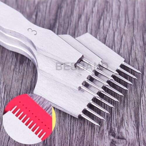 Leather Craft Chisel Round Hole Punching Pricking Iron Spacing 3/3.38/3.85/4mm Professional leather Punch Sewing Stitching Tools