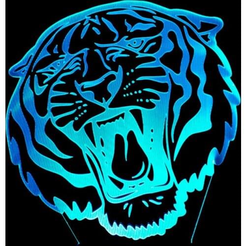 Manufacturers Direct Sales Visual Acrylic 3d Lamp Creative Tiger Head 3d Night Desk Lamp Colorful Led Small Table Lamps