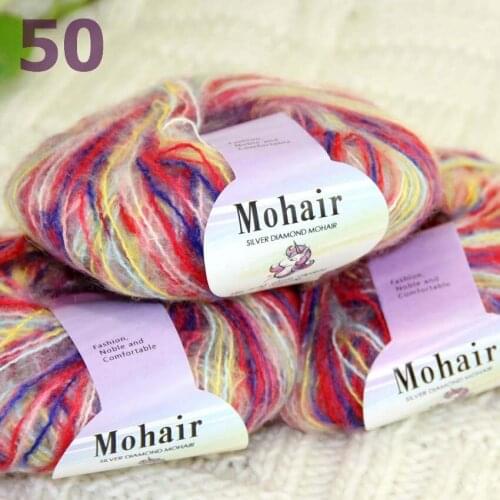 Sale New 3BallsX25g Luxury Soft Mohair Warm Wrap Shawl Hand Knit Crochet Yarn 291-50 Red Yellow Blue Rainbow