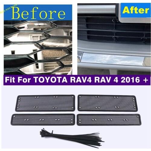 Car Middle Insect Screening Mesh Front Grille Insert Net Anti-mosquito Dust Cover Kit Fit For TOYOTA RAV4 RAV 4 2016 2017 2018