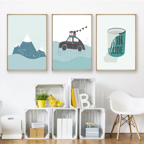 SURELIFE Modern Cartoon Prints Nursery Wall Art Canvas Painting Gift Poster POP Wall Pictures for Kids Room Home Decorations