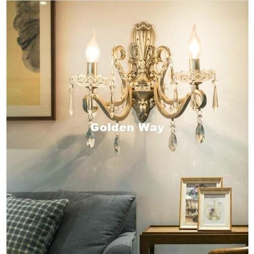 Modern Nordic Art Decora Silver Brush AC Crystal European E14 Wall Light Lamp Bedroom Home Wall Sconce Lighting 100% Guaranteed