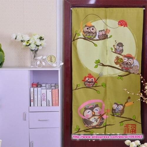 Japanese Style Classical Owl Door Curtain Bedroom Decoration Knitting Feng Shui Good Fortune
