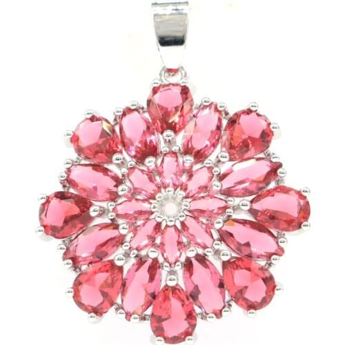 47x29mmm Delicate Fine Cut Dazzling Big Created Rich Blue Violet Tanzanite For Women Eye Catching Silver Pendant