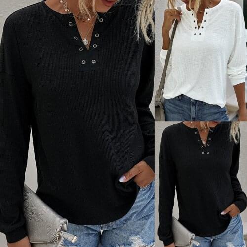 2020 winter Autumn Women Casual Knitwear Hollow V Neck Pullover Long Sleeve Blouse Solid Color Top Camel White Female Outwear