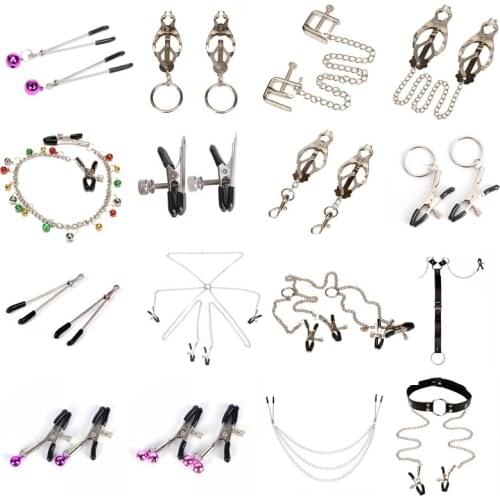 1 pair Sexy Nipple Clamps Labia clip Breast Nipple Clamps With Chain Clips Slave Bdsm Fetish Erotic Toys Sex toys For women