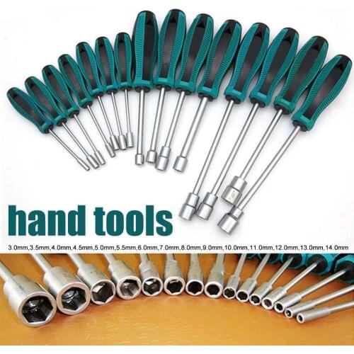 1Pc 3MM-14MM Socket Wrench Screwdriver Metal Hex Nut Key Manual Tool Screwdriver