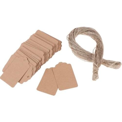 100Pcs Blank Kraft Jewelry Price Label String Price Tags Gift Cards With String 20m