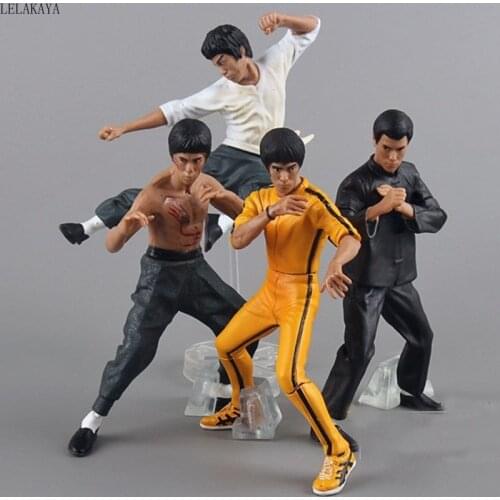 4pcs/set Cool Bruce Lee King of Kung Fu PVC Action Figure Collection Model Toys Children Doll Decoration Gift Free Shipping 10CM
