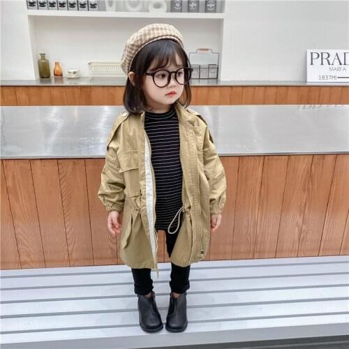 Childrens autumn windbreaker waist long workwear jacket for children
