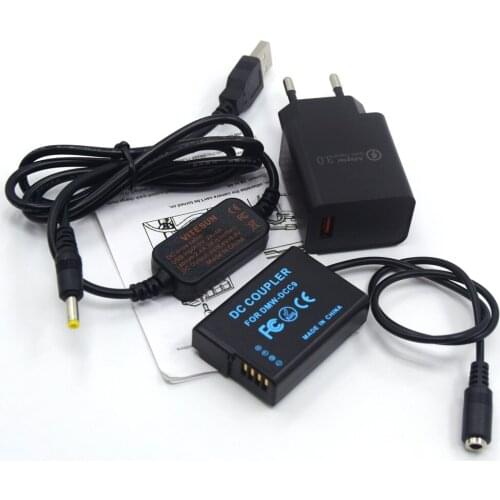 DMW-DCC9 DMW-BLD10 BLD10E BLD10PP Dummy Battery+Power Bank USB Cable+Charger for Panasonic DMC GX1 GF2 G3 G3K G3R G3T G3W G3EGK