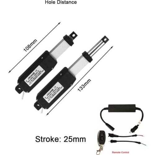 12V Electric Linear Motor With Remote Control and Bracket 20N 15mm/s Aluminum Alloy Small Electric Push Rod Mini Linear Acutator